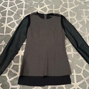 Stella & Jamie Rio Leather Sleeve Top Black Women's Medium